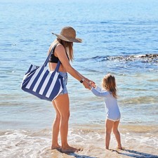 Dock and Bay Everyday Foldable Tote Bag Whitsunday Blue White Stripe