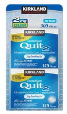Kirkland Signature Quit 2 mg Ice Mint Gum 2X150 TOTAL 300 Pieces FREE SHIPPING