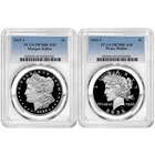 2pc Set - 2025-S $1 Proof Morgan and Peace Silver Dollar PCGS PR70DCAM Blue
