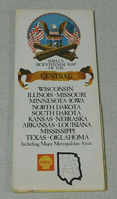1976 Shell gas station map of Central United States