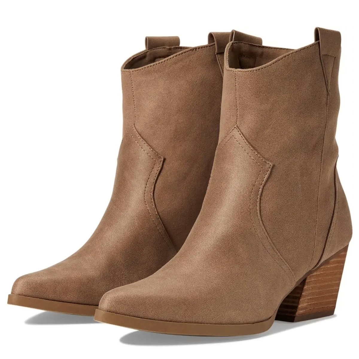 DV Dolce Vita Keilani Faux Leather Stacked Heel Boots in Tan Size