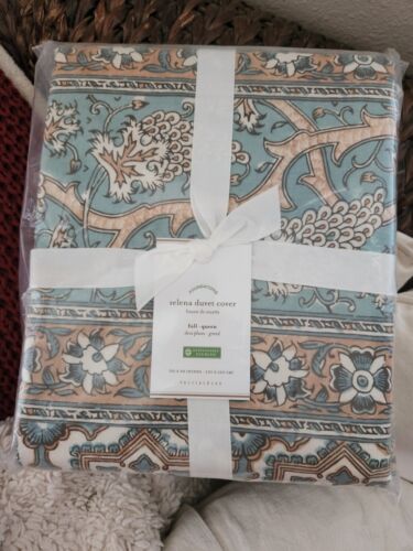 NEW Pottery Barn Selena Kalamkari Medallion Block Print Full Queen Duvet Boho - Picture 1 of 4