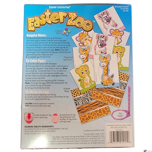 Easter Unlimited Easter Zoo Animals Print w Stands 22pc Egg Decorating Kit - Picture 2 of 2
