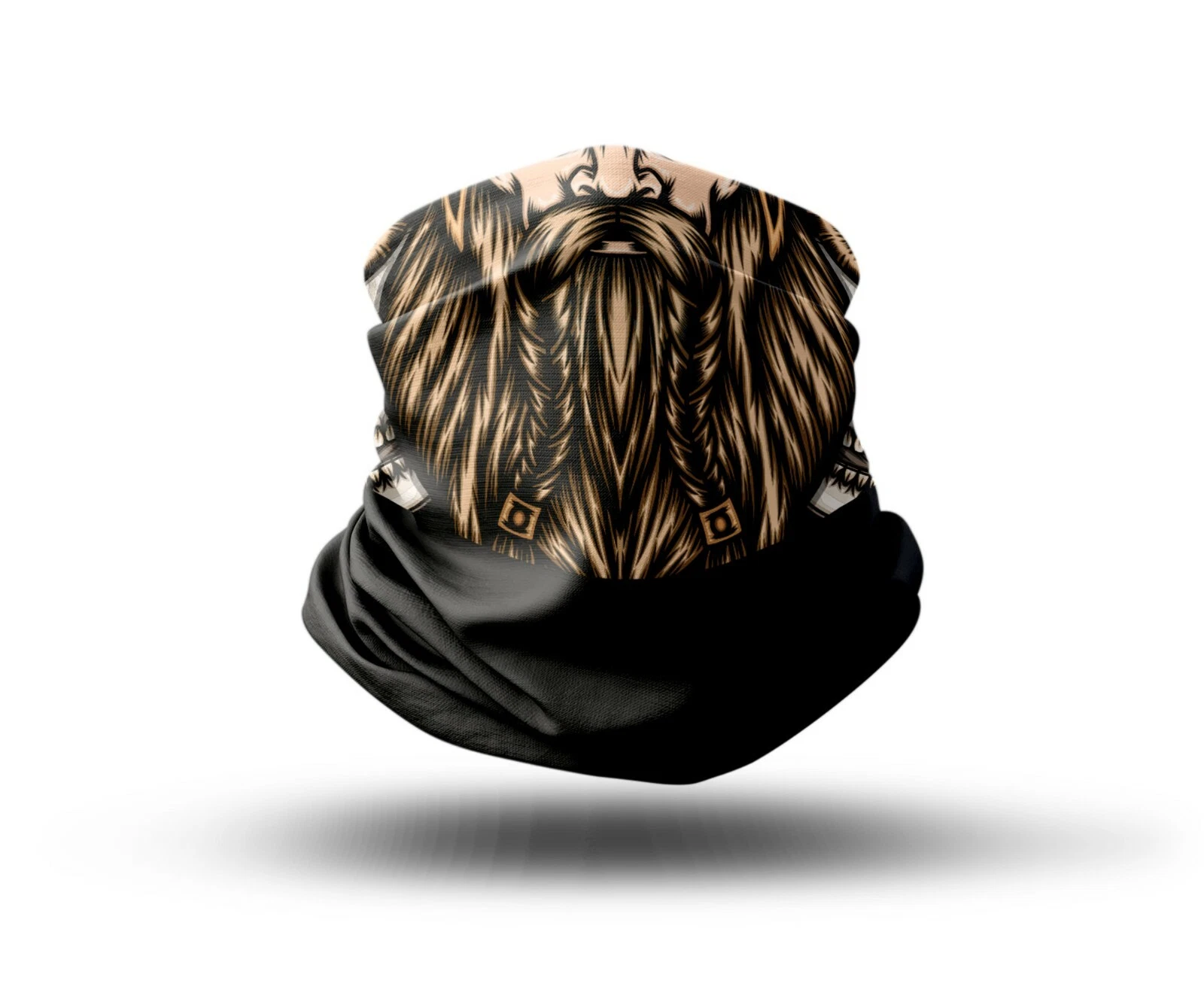 Washable Fabric Face Cover Neck Gaiter Nordic Viking Head Design Print EU Made