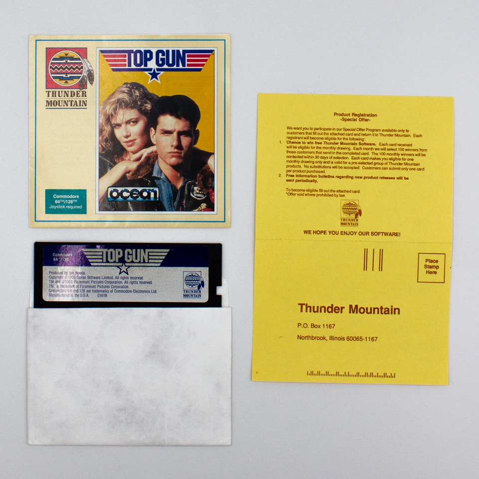 TOP GUN 1986 C64 OCEAN/Thunder Mountain US Import Small Big Box Commodore 64/128 - Bild 3 von 3
