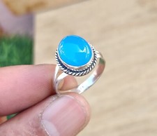 Aqua Chalcedony Gemstone Beautiful 925 Sterling Silver Gift Ring AllSize SR1081