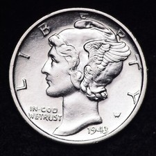 1943-s Mercury Silver Dime Au 1943-s Mercury Silver Dime Au