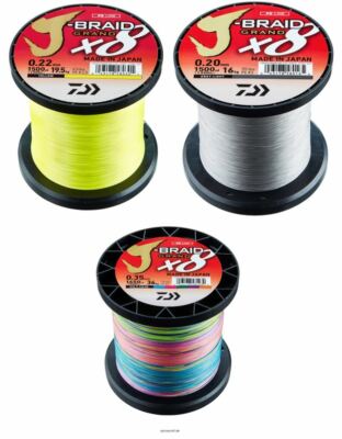 Daiwa J-Braid Grand X8 Wunschlänge grau chartreuse multicolor je 10m (0,10  /m)