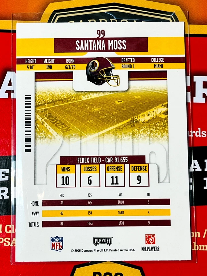 2006 Playoff Contenders - #99 Santana Moss - Image 2 of 2