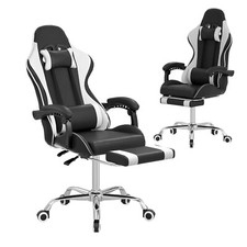 PU Leather Ergonomic Gaming Chair w/Footrest, Recliner Computer Chair, High Back