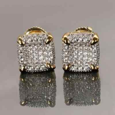 3Ct Round Cut Lab-Created Diamond Cluster Stud Earrings 14K Yellow Gold Plated