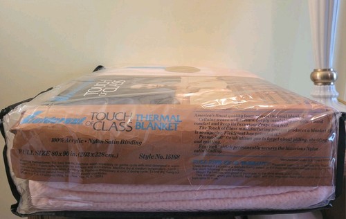Fieldcrest Touch of Class Thermal Blanket Full Size Acrylic Nylon Satin Trim NOS - Picture 5 of 9