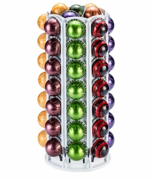 White Vertuo Pod Holder Carousel Stand Organizes 80 Nespresso Vertuo Capsules