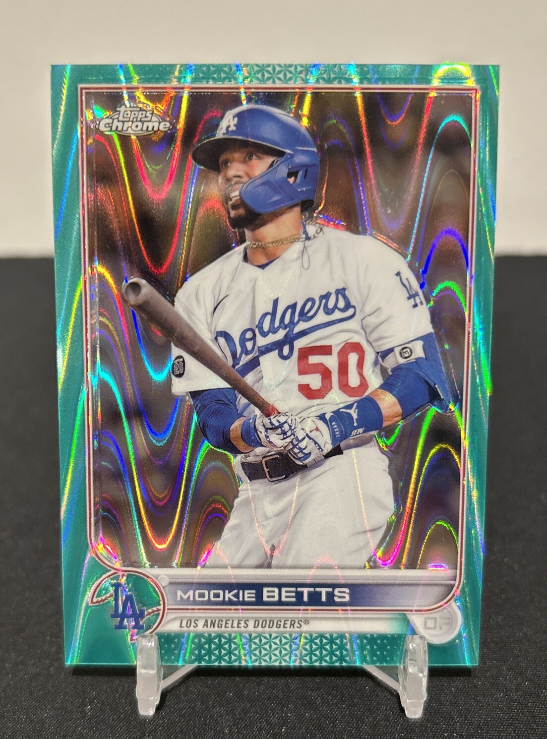 2022 Topps Chrome Mookie Betts Aqua Lava Refractor /199 #100 L.A Dodgers