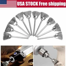 10PCS Set Wire Brush Drill Attachments Wheel Cups End Brush Deburr Rust removal