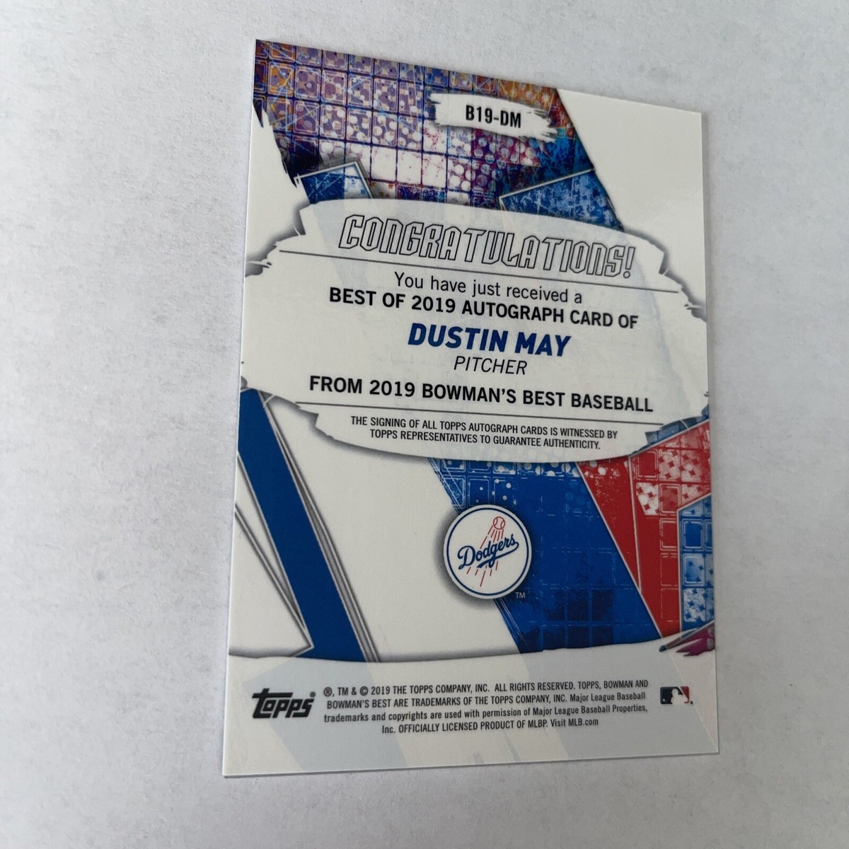 2019 Bowman's Best Auto Dustin May #B19 Dodgers | eBay