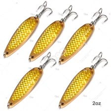 5pcs 2oz Gold Tape crocodile Spoon trolling flutter Casting jig Metal Lures New
