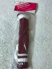 Deluxe Knit Pom Pom Style Golf Putter Headcover Maroon & White NEW