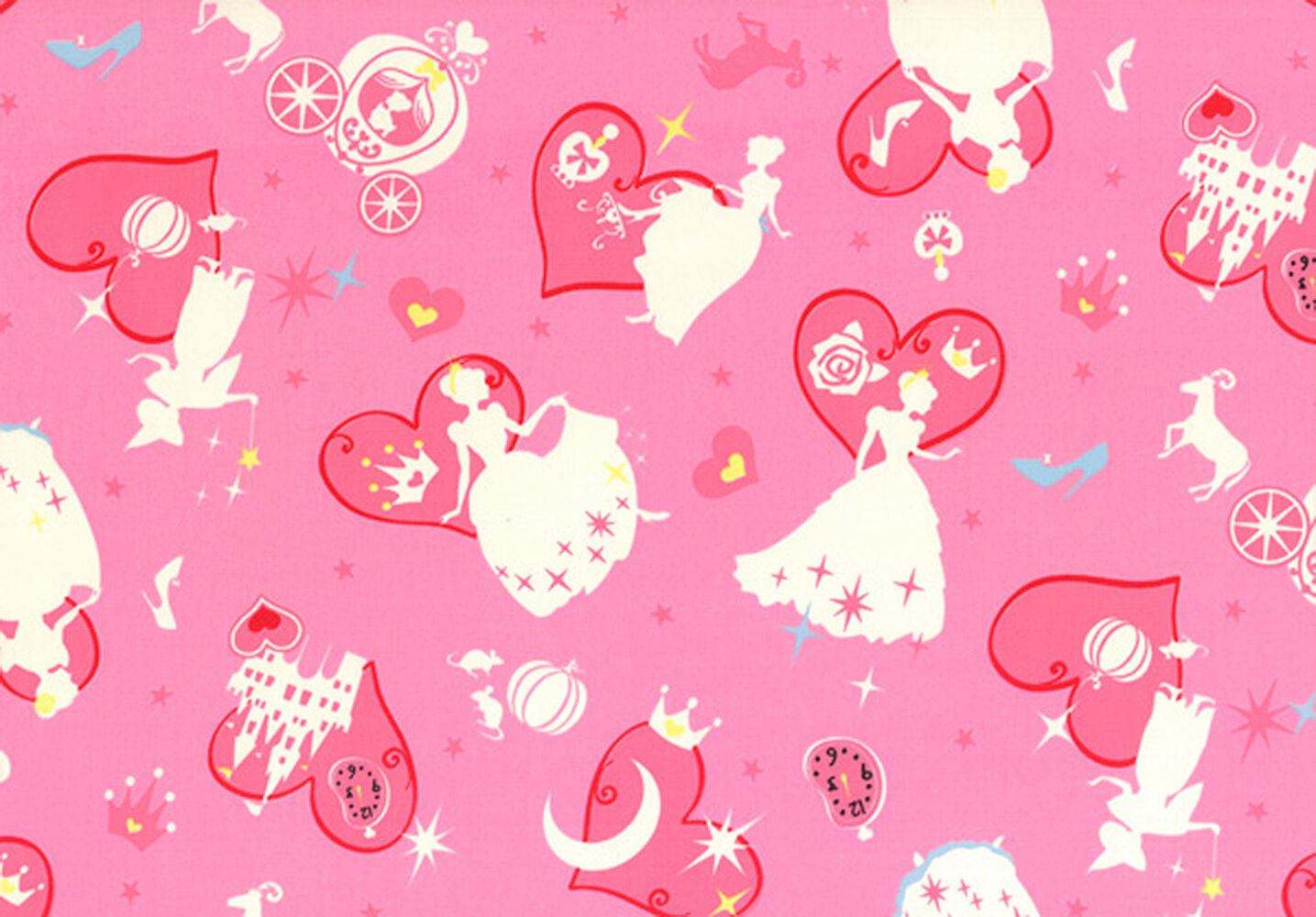 Disney Cinderella on Pink BT yard cotton canvas Lecien Japan