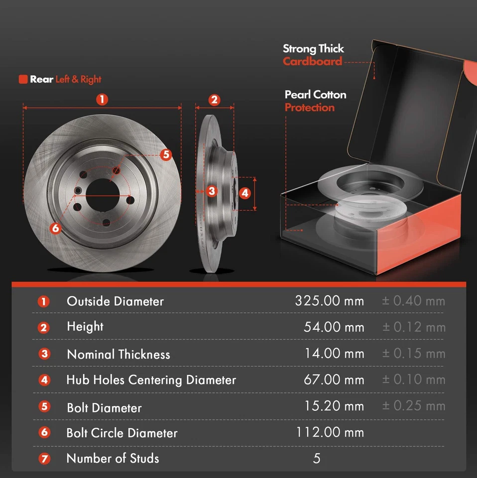 6 rotores de freno de disco traseros + pastillas de freno de cerámica para Mercedes-Benz GLE300d GLE350 Foto 2 de 4