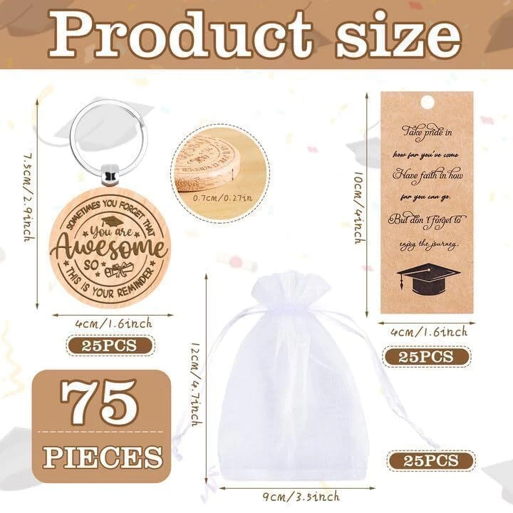 Paquete de 25 llaveros de graduación a granel regalos de graduación para él su clase de 2024 G... Foto 3 de 4