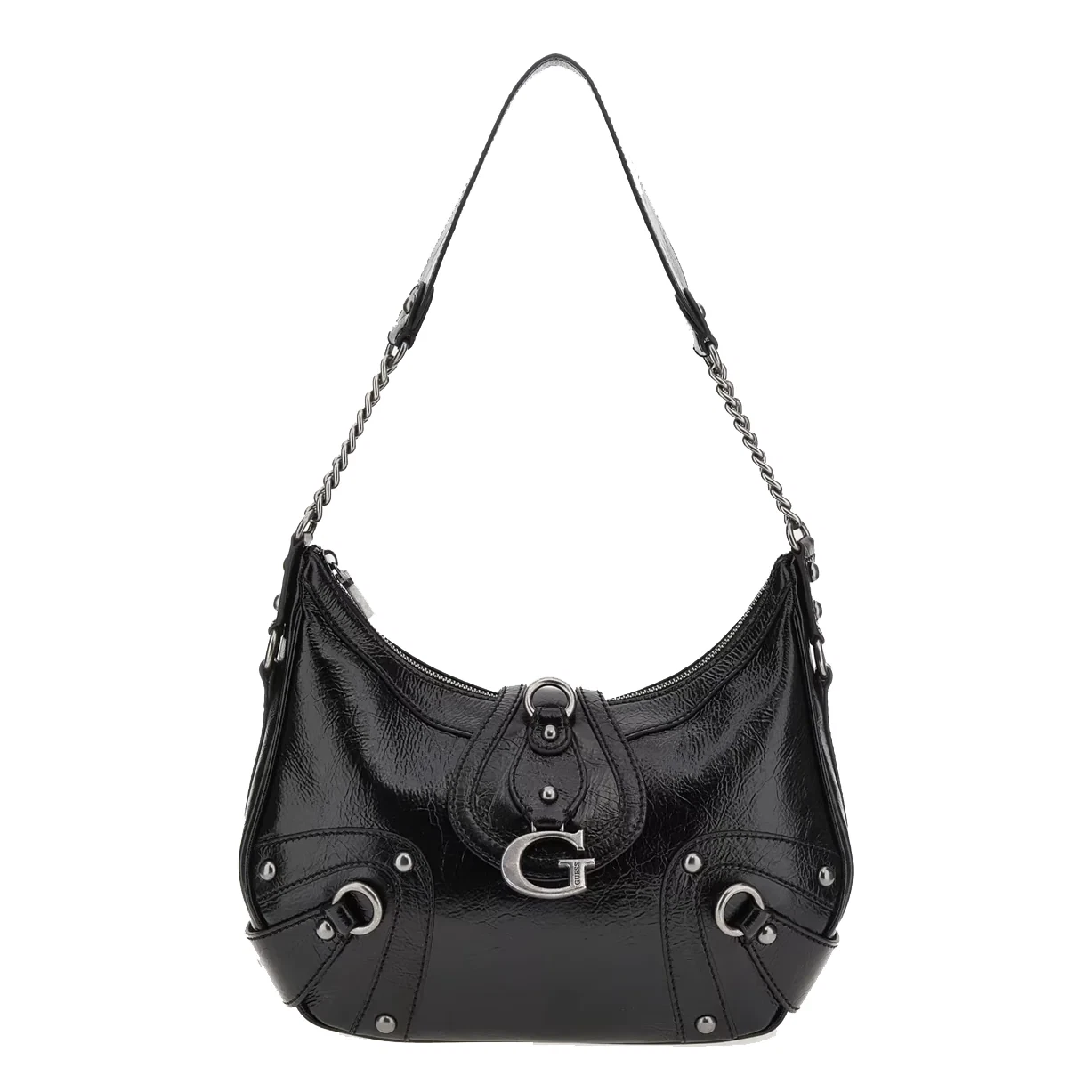 NEW Guess - Hobo Bag Gloss Vintage vernice Black - HWTM8997020 - BLACK AUTHENTIC