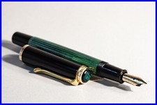 1954 PELIKAN 400 Piston Filler in GREEN STRIPED GOLD with MEDIUM 14c gold Nib