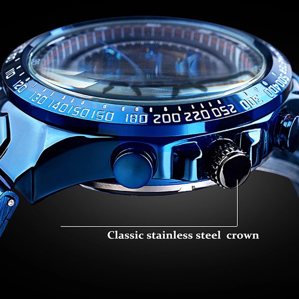 WINNER Reloj de Acero Inoxidable para Hombre de Lujo Esqueleto Automático Mecánico 5