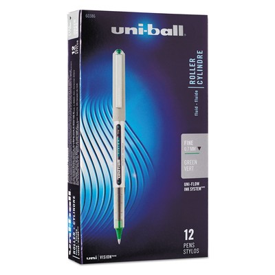 uni-ball VISION Stick Roller Ball Pen Fine 0.7mm Evergreen Ink Gray BarrelStand