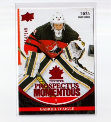GABRIEL D'AIGLE '23/24 Upper Deck TEAM CANADA ELECTRIC RED card #'d /549