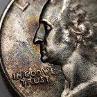 1954 25c Washington Quarter - UNC - Luster - Water Color Rainbow Toning - Y4117