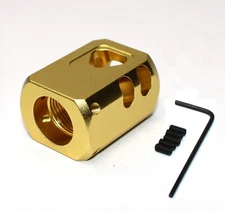 Gold Anodized Aluminum 9/16''x24 TPI Muzzle Brake Compensator For .40Cal
