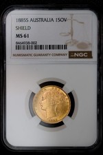 1885S Queen Victoria Young Head Gold Sovereign (Sydney) Shieldback NGC MS 61
