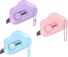 Cloud Shaped Retractable Box Cutter Set - 6 Pack with Key Rings,Stainless Steel