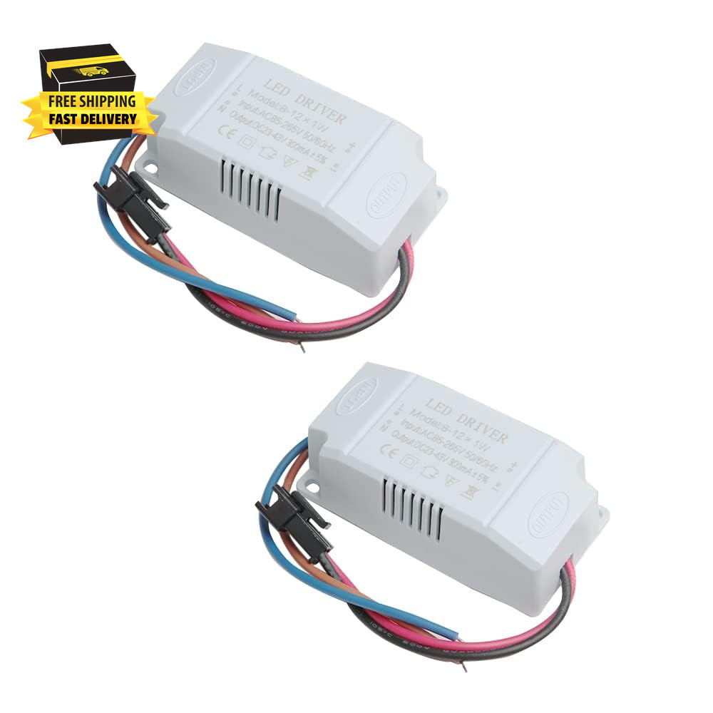 2Pcs White LED Driver Power Supply 8-12W AC 110V-220V， Lighting Low Voltage Tran