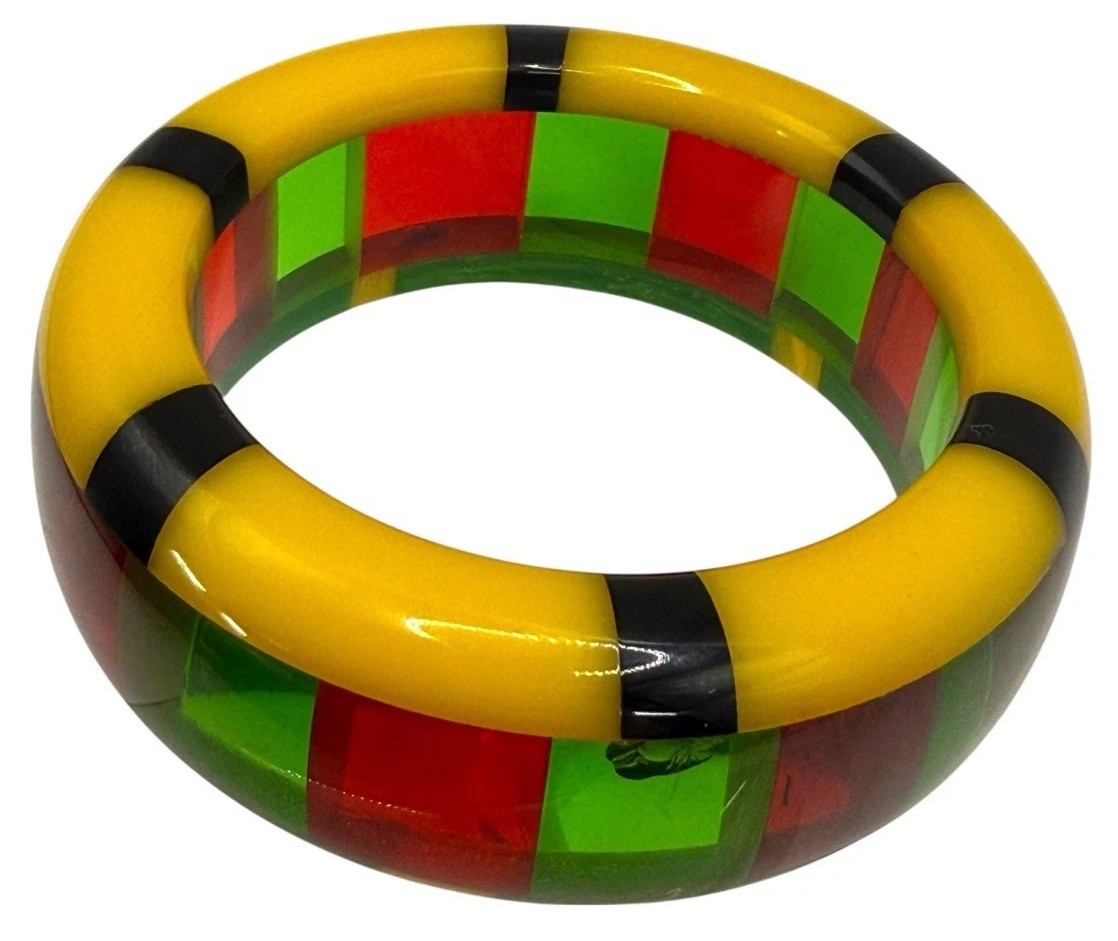 Shultz Bakelite Bracelet Checkered Checkerboard C… - image 1