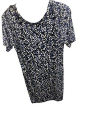BCBGeneration Floral Mini Dress Navy Purple White Stretch Jersey Size M floral