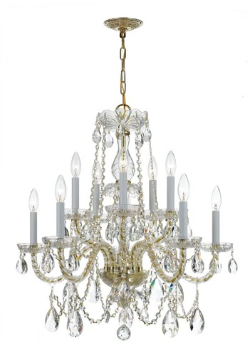 Crystorama Traditional Crystal 26" Brass 10-Light Crystal Chandelier - Picture 1 of 6