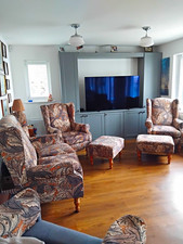 HSL 3 Piece Suite with Footstools. Excellent Condition. Non Smoking Home.