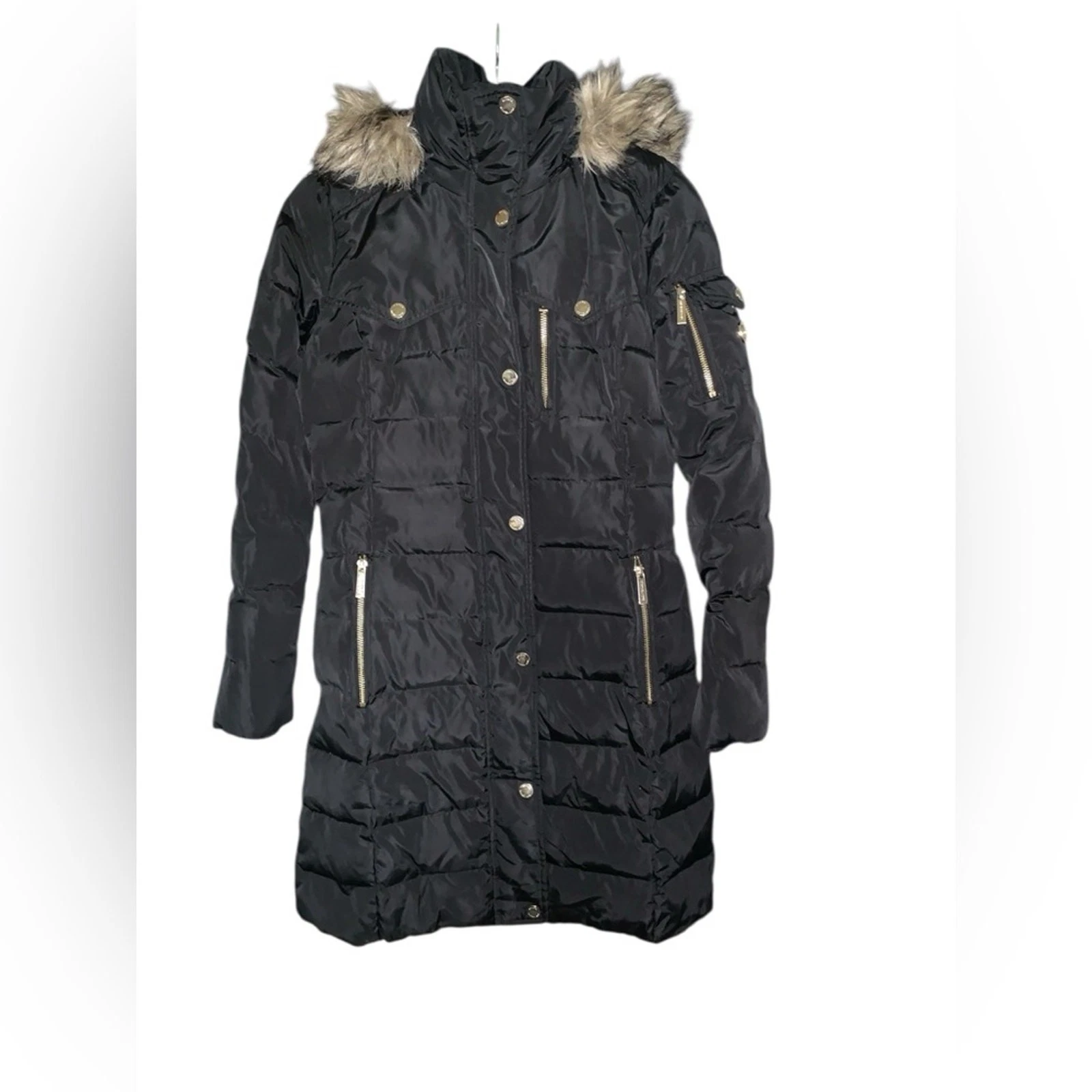 Cappotto piumino Michael Michael Kors donna pelliccia sintetica orlo XS