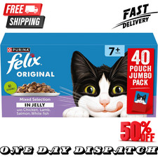 Senior Wet Cat Food 40x85g Mixed Flavour in Jelly Pouches Adult 7+ Felix Type 3.75 per kilo