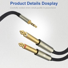 10FT-3.5mm 1/8 TRS to Dual 6.35mm 1/4 TS Mono Breakout Cable Y Splitter Stereo