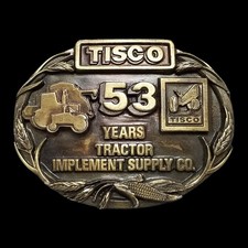 VTG Belt Buckle 1987 Pewter TISCO 53 Years Tractor Implement Supply Co Siskiyou