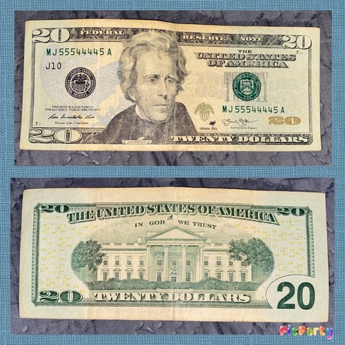 2013 $20 Dollar Bill Fancy Serial Number 55544445A L@@K