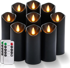 Black Flameless Candles, Halloween Candles, Battery Operated Candles, LED Pillar
