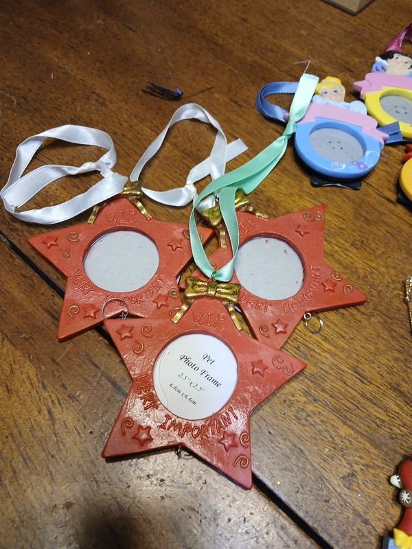 3 Star Christmas Tree Ornaments with Picture Holders - 