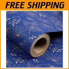 Kraft Wrapping Paper Roll - Blue Floral Design - 30" x 100'