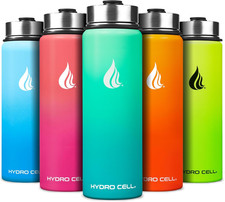 HYDRO CELL Stainless Steel Insulated Water Bottle with 24 Ounces, Mint/Green