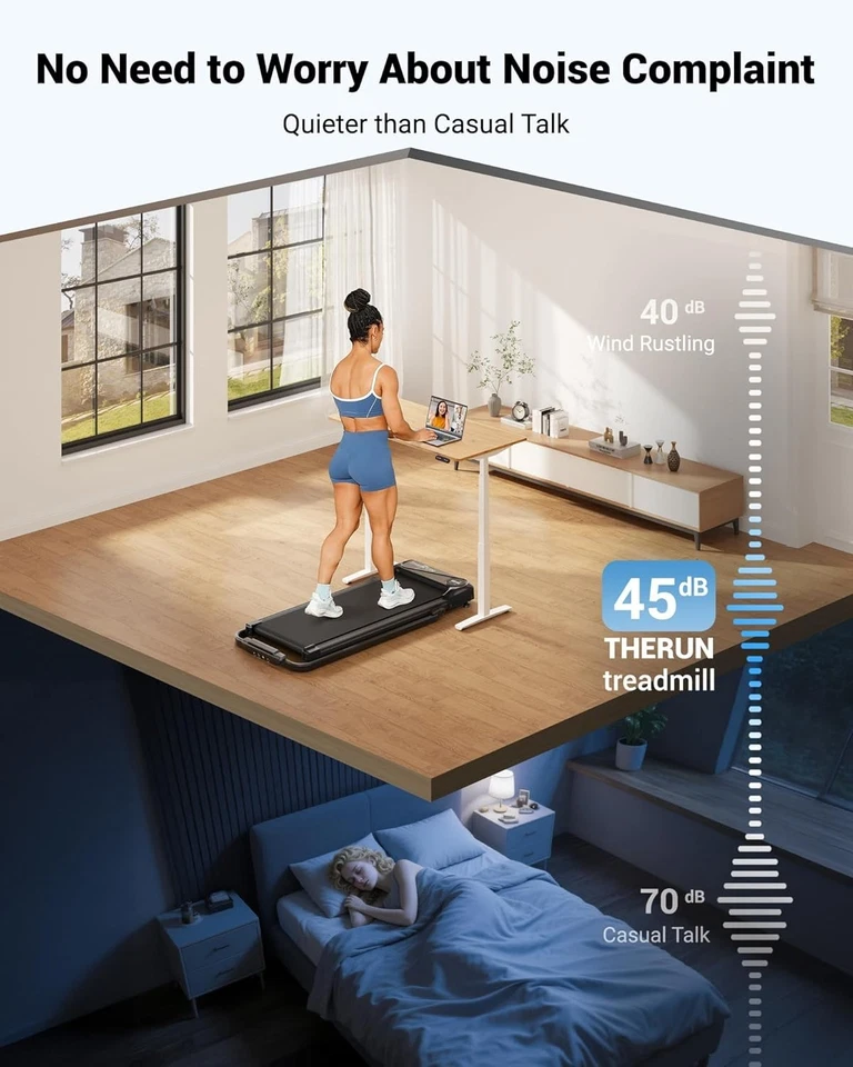 THERUN Walking Pad, 2 in 1 Foldable Treadmills for Home, 2.5HP Under Desk with H - Image 2 of 4