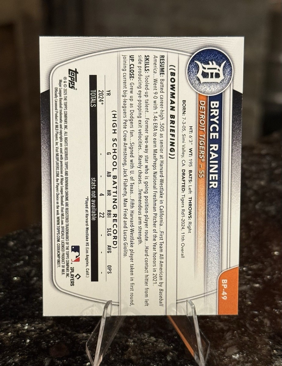 2025 Bowman BRYCE RAINER #/399 NEON GREEN Border #BP-49